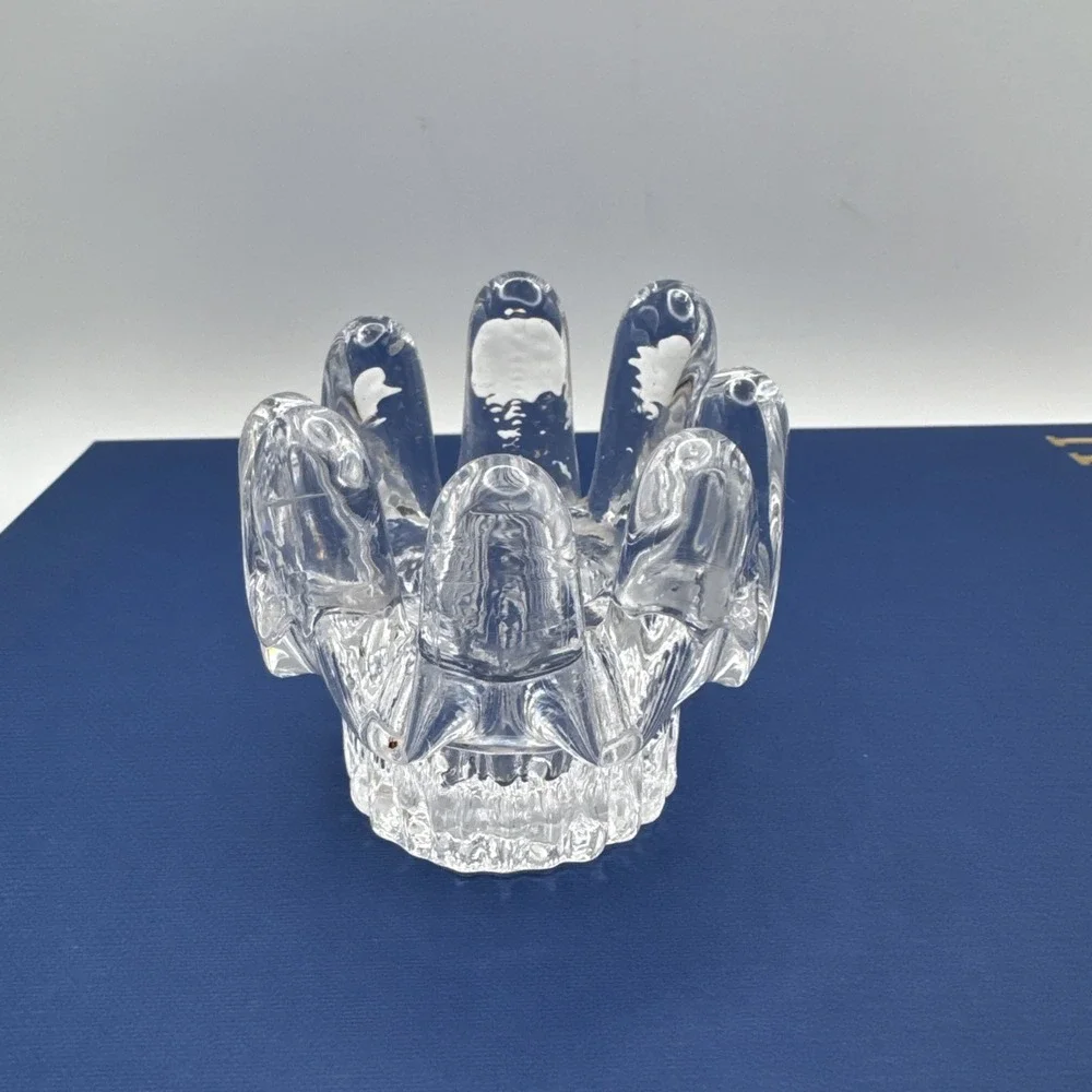 Vintage Kosta Boda Taper Candle Holder Sunflower Glass MCM‎ Scandi Goran Warff